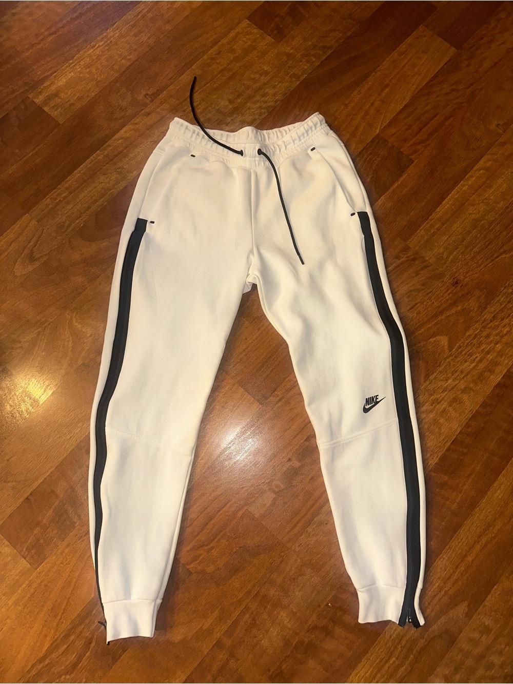 Nike Women’s White Tech Fleece Jogger Sweatpants with Black Trim